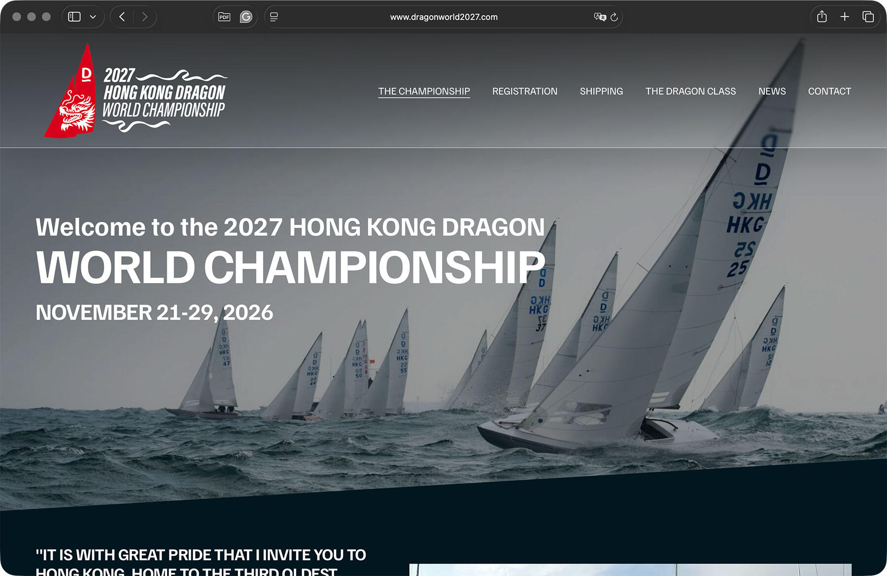 2027 Hong Kong Dragon World Championship Website design for the 2027 Hong Kong Dragon World Championship